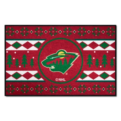 Fan Mats  LLC Minnesota Wild Starter Mat Holiday Sweater Red