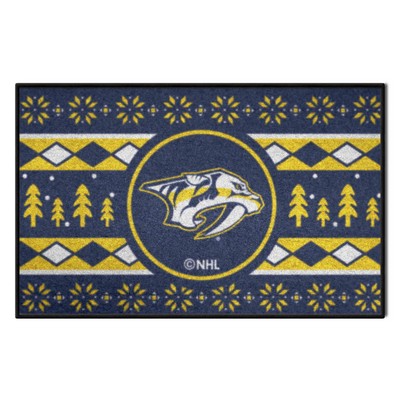 Fan Mats  LLC Nashville Predators Starter Mat Holiday Sweater Blue