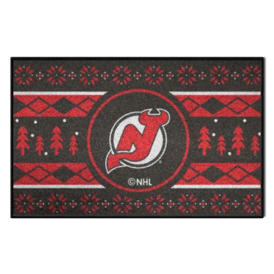 Fan Mats  LLC New Jersey Devils Starter Mat Holiday Sweater Black