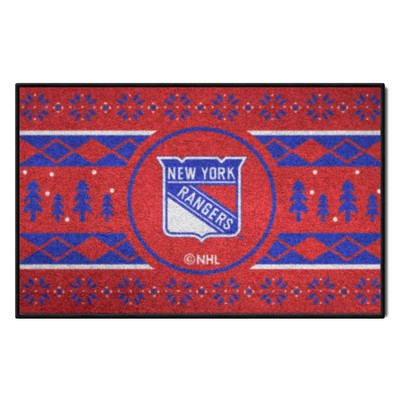 Fan Mats  LLC New York Rangers Starter Mat Holiday Sweater Red