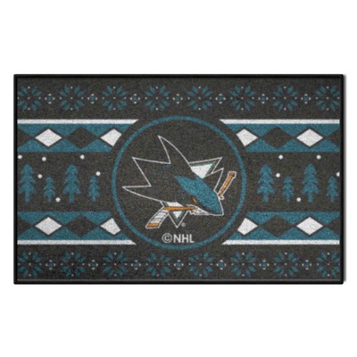 Fan Mats  LLC San Jose Sharks Starter Mat Holiday Sweater Teal