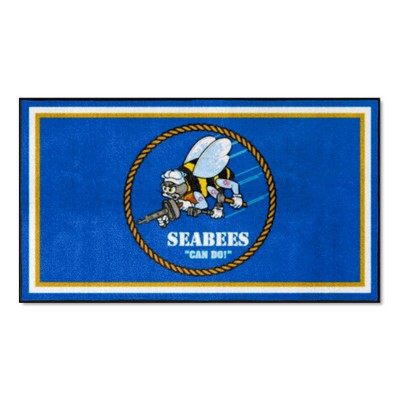 Fan Mats  LLC U.S. Navy - SEABEES 3ft. x 5ft. Plush Area Rug Blue