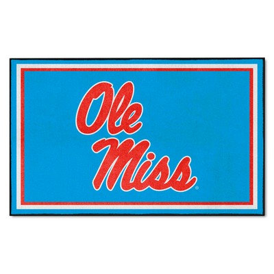 Fan Mats  LLC Ole Miss Rebels 4x6 Rug Light Blue