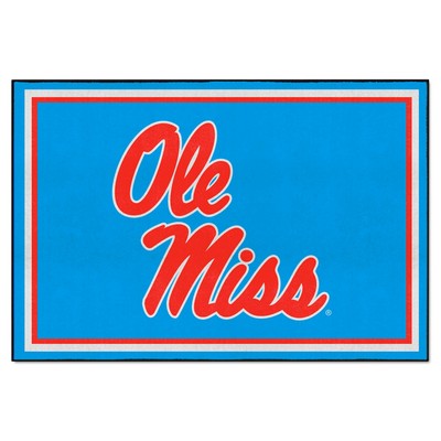 Fan Mats  LLC Ole Miss Rebels 5x8 Rug Light Blue