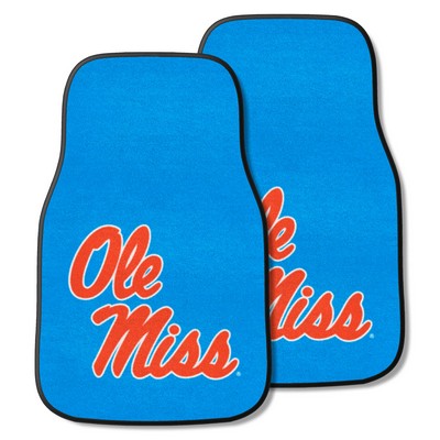 Fan Mats  LLC Ole Miss Rebels 2-pc Carpet Car Mat Set Light Blue