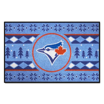 Fan Mats  LLC Toronto Blue Jays Starter Mat Holiday Sweater Light Blue