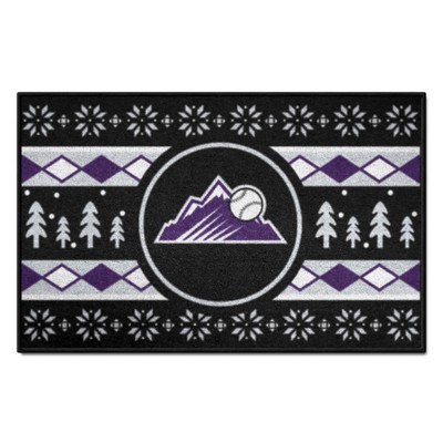 Fan Mats  LLC Colorado Rockies Starter Mat Holiday Sweater Black