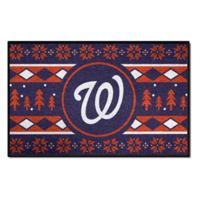 Fan Mats  LLC Washington Nationals Starter Mat Holiday Sweater Navy