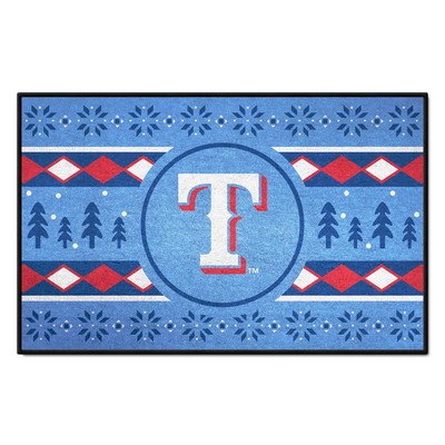 Fan Mats  LLC Texas Rangers Starter Mat Holiday Sweater Blue