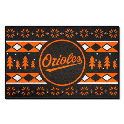 Fan Mats  LLC Baltimore Orioles Starter Mat Holiday Sweater Black