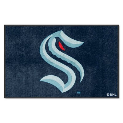 Fan Mats  LLC Seattle Kraken 4x6 Logo Mat Landscape Navy