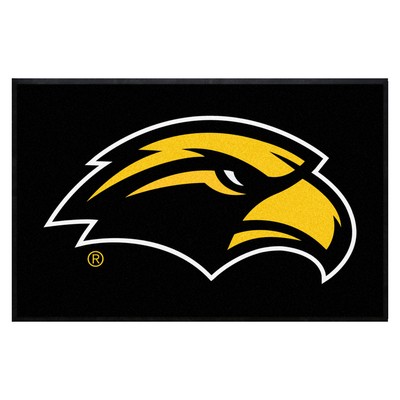 Fan Mats  LLC Southern Miss Golden Eagles 4x6 Logo Mat Landscape Black