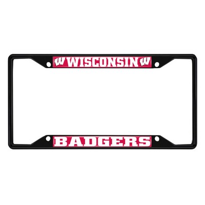 Fan Mats  LLC Wisconsin Badgers License Plate Frame Black Red