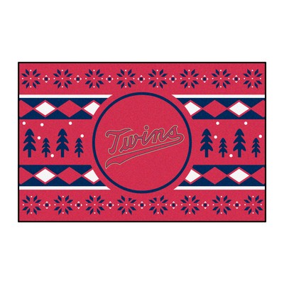 Fan Mats  LLC Minnesota Twins Starter Mat Holiday Sweater Red