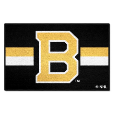 Fan Mats  LLC Boston Bruins Starter Mat Accent Rug - 19in. x 30in. Uniform Alternate Design Black