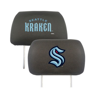 Fan Mats  LLC Seattle Kraken Head Rest Cover Black