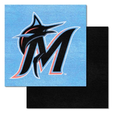 Fan Mats  LLC Miami Marlins Team Carpet Tiles Blue