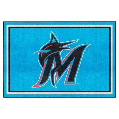 Fan Mats  LLC Miami Marlins 5x8 Rug Blue