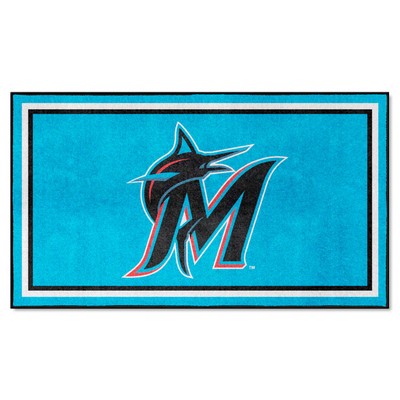 Fan Mats  LLC Miami Marlins 3x5 Rug Blue