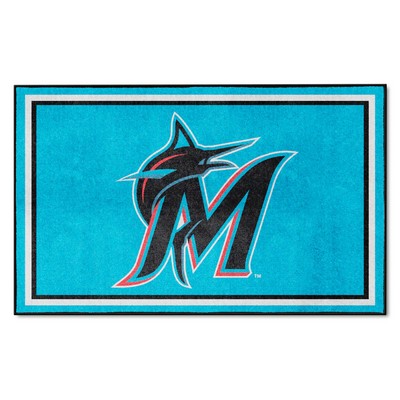 Fan Mats  LLC Miami Marlins 4x6 Rug Blue