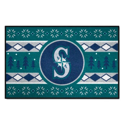 Fan Mats  LLC Seattle Mariners Starter Mat Holiday Sweater Green