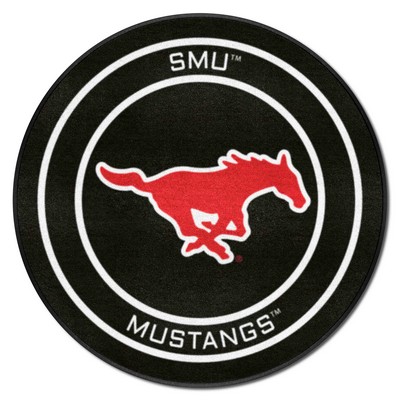 Fan Mats  LLC SMU Mustangs Puck Mat Black