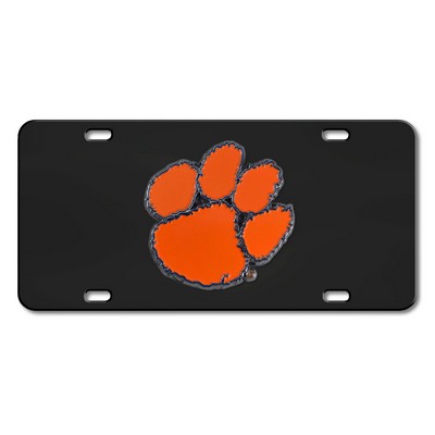 Fan Mats  LLC Clemson Tigers Black Diecast License Plate Black