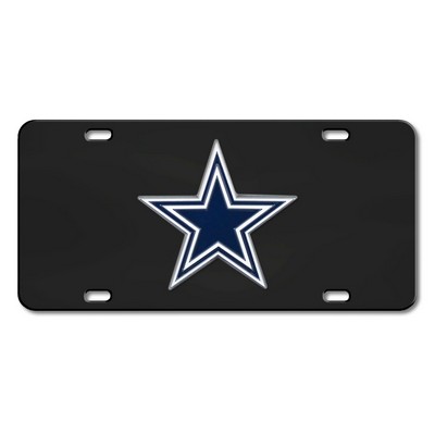 Fan Mats  LLC Dallas Cowboys Black Diecast License Plate Black