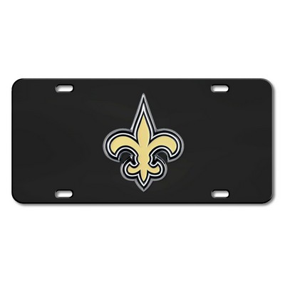 Fan Mats  LLC New Orleans Saints Black Diecast License Plate Black