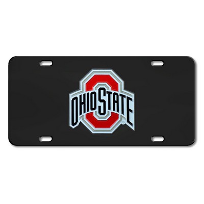 Fan Mats  LLC Ohio State Buckeyes Black Diecast License Plate Black