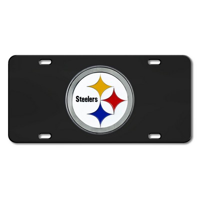 Fan Mats  LLC Pittsburgh Steelers Black Diecast License Plate Black