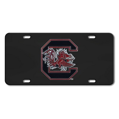 Fan Mats  LLC South Carolina Gamecocks Black Diecast License Plate Black