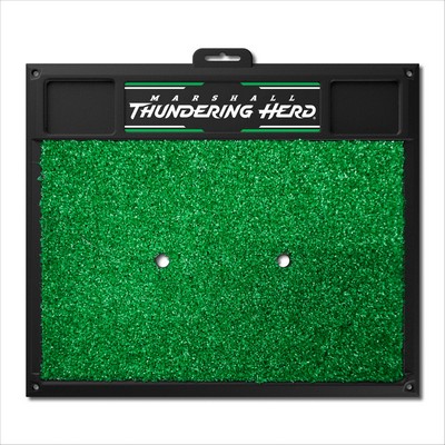 Fan Mats  LLC Marshall Thundering Herd Golf Hitting Mat Black