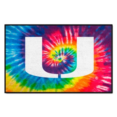 Fan Mats  LLC Miami Hurricanes Starter Mat Tie Dye Tie Dye