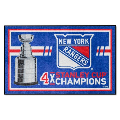 Fan Mats  LLC New York Rangers 4x6 Rug Dynasty Blue