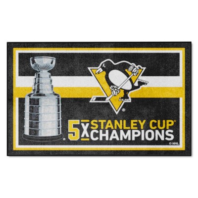 Fan Mats  LLC Pittsburgh Penguins 4x6 Rug Dynasty Black