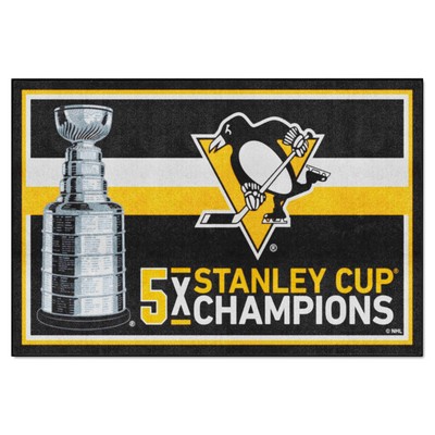 Fan Mats  LLC Pittsburgh Penguins 5x8 Rug Dynasty Black