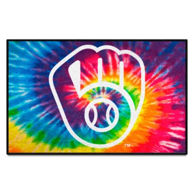 Fan Mats  LLC Milwaukee Brewers Starter Mat Tie Dye Tie Dye