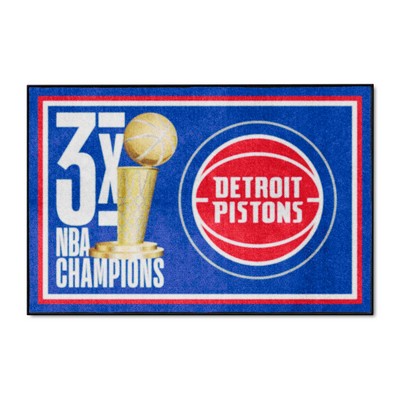 Fan Mats  LLC Detroit Pistons 4x6 Rug Dynasty Blue