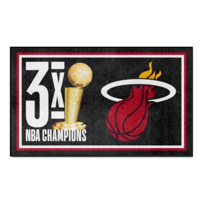 Fan Mats  LLC Miami Heat 3x5 Rug Dynasty Black