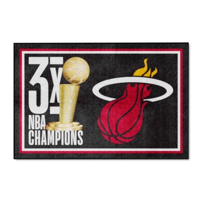 Fan Mats  LLC Miami Heat 4x6 Rug Dynasty Black