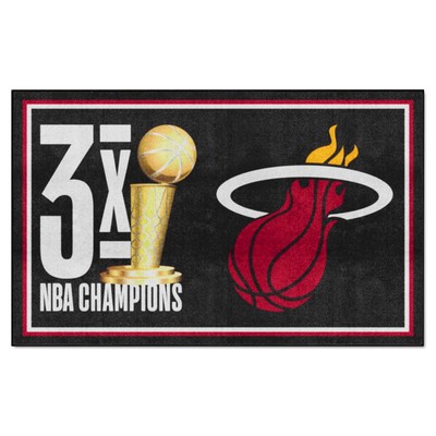 Fan Mats  LLC Miami Heat 5x8 Rug Dynasty Black