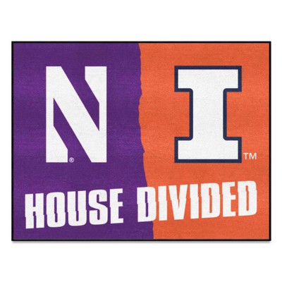 Fan Mats  LLC House Divided Northwestern / Illinois House Divided Mat Multi