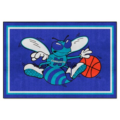 Fan Mats  LLC Charlotte Hornets 5x8 Rug Retro Blue