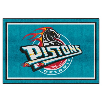 Fan Mats  LLC Detroit Pistons 5x8 Rug Retro Teal