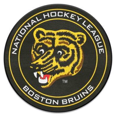 Fan Mats  LLC Boston Bruins Puck Mat Retro Black