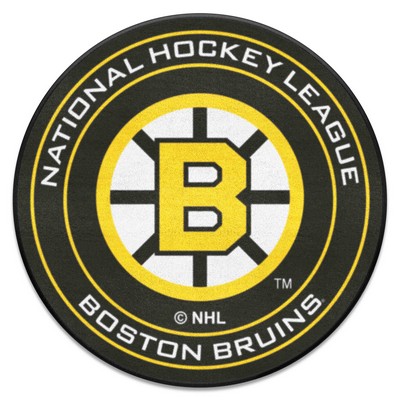 Fan Mats  LLC Boston Bruins Puck Mat Retro Black