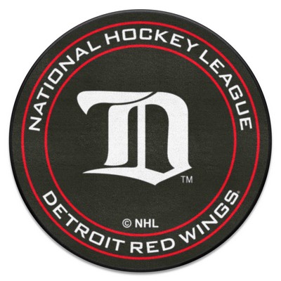 Fan Mats  LLC Detroit Red Wings Puck Mat Retro Black