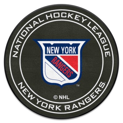 Fan Mats  LLC New York Rangers Puck Mat Retro Black