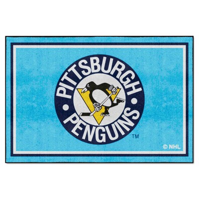 Fan Mats  LLC Pittsburgh Penguins 5x8 Rug Retro Blue